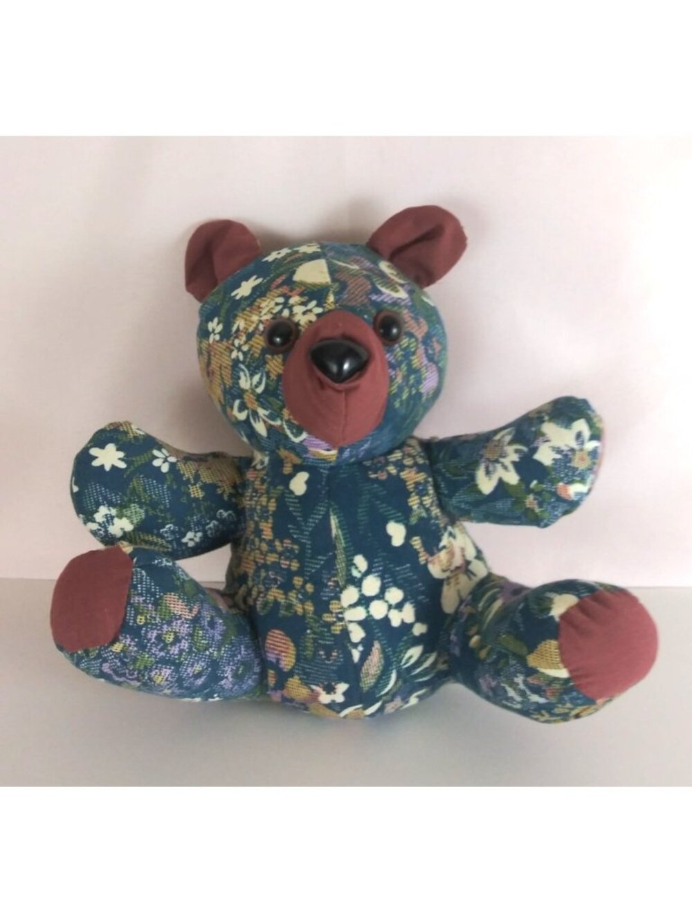 Newton Buying Corp Blue Floral Tapestry Teddy Bear 8" Plush